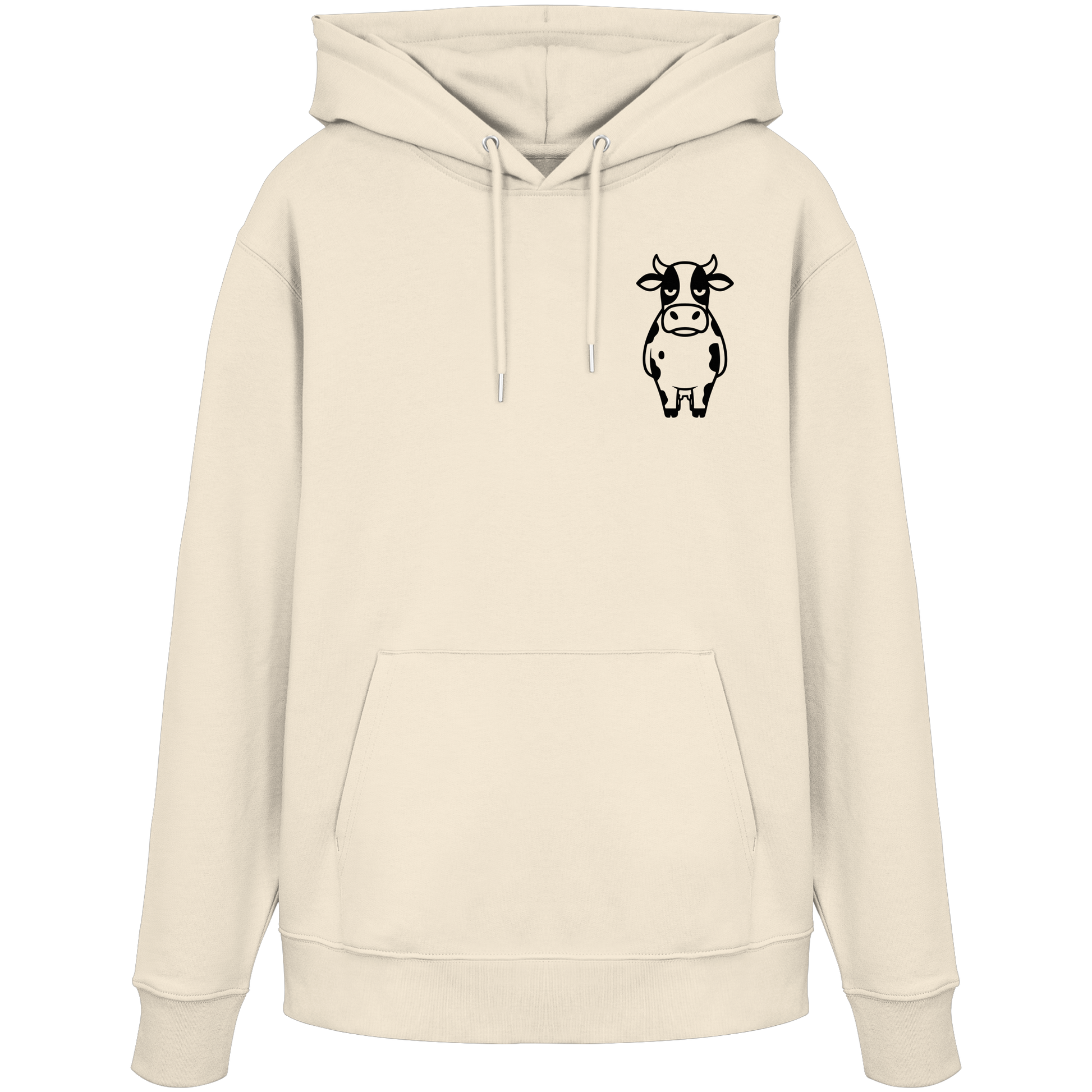 Angry Cow Statement-Print – Natural Raw Hoodie | GÖRL Bio-Baumwolle, DTF-Druck in DE