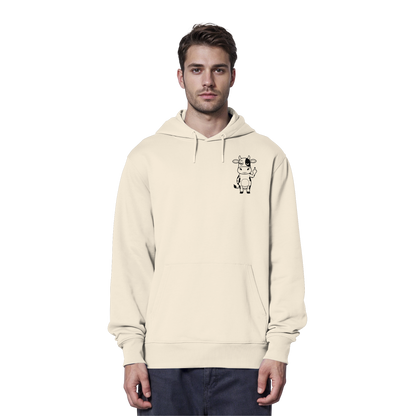 Finger Cow Statement-Print – Natural Raw Hoodie | GÖRL Bio-Baumwolle, DTF-Druck in DE