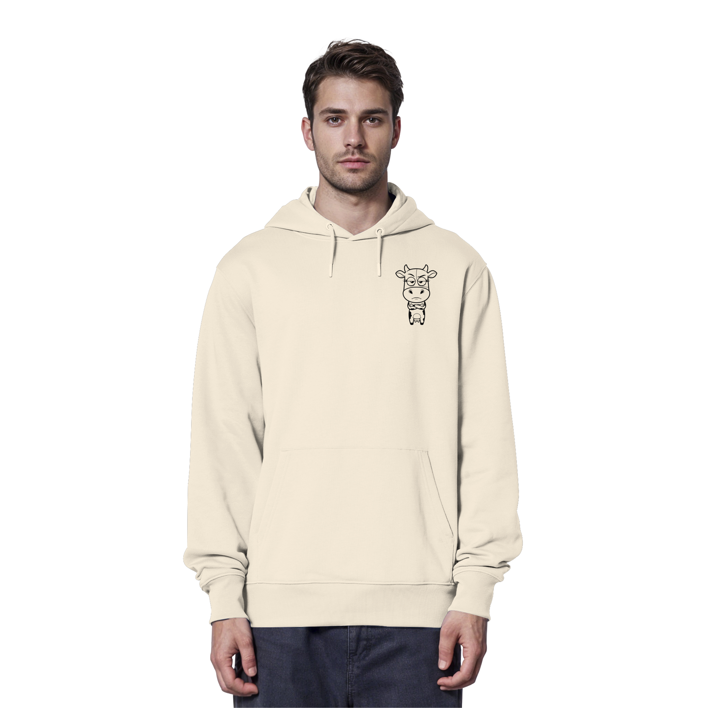 Annoyed Cow Statement-Print – Natural Raw Hoodie | GÖRL Bio-Baumwolle, DTF-Druck in DE