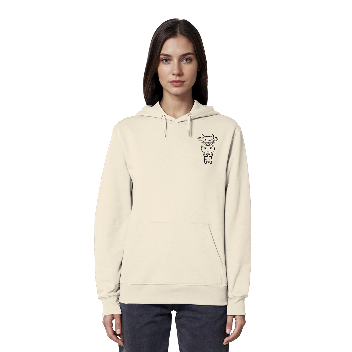 Annoyed Cow Statement-Print – Natural Raw Hoodie | GÖRL Bio-Baumwolle, DTF-Druck in DE