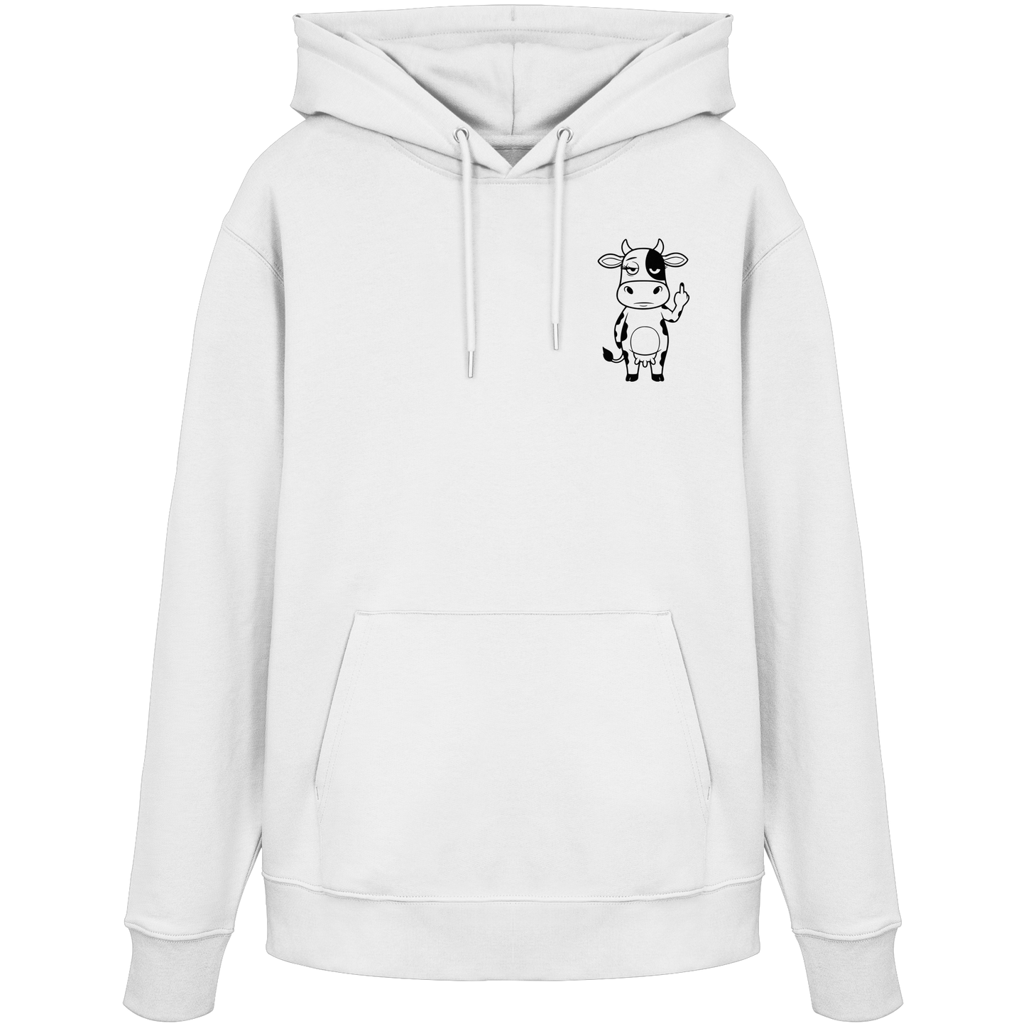Finger Cow Statement-Print – Weiss Hoodie | GÖRL Bio-Baumwolle, DTF-Druck in DE