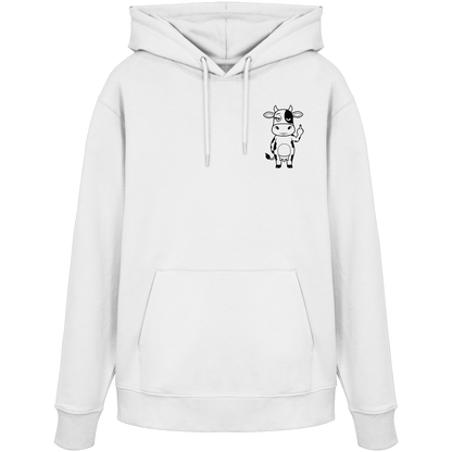 Finger Cow Statement-Print – Weiss Hoodie | GÖRL Bio-Baumwolle, DTF-Druck in DE