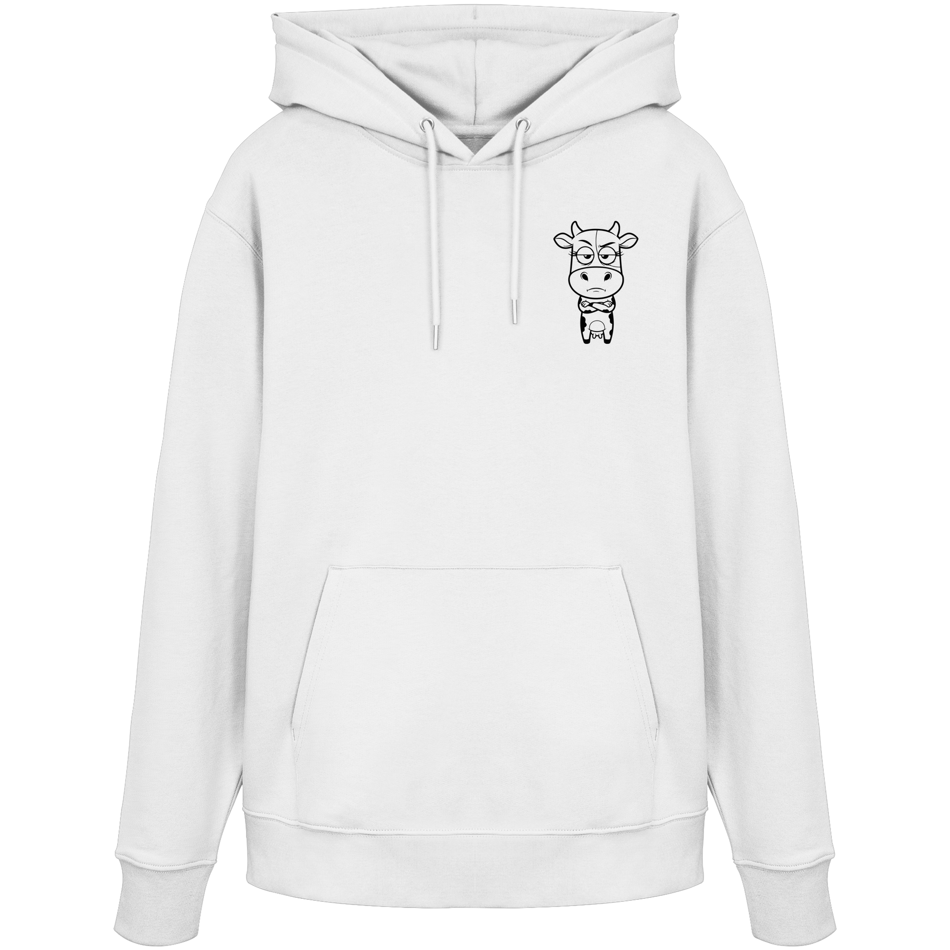 Annoyed Cow Statement-Print – Weiss Hoodie | GÖRL Bio-Baumwolle, DTF-Druck in DE