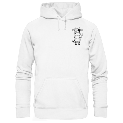 Finger Cow Statement-Print – Weiss Hoodie | GÖRL Bio-Baumwolle, DTF-Druck in DE