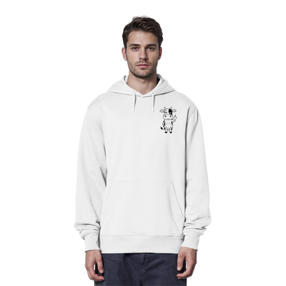 Finger Cow Statement-Print – Weiss Hoodie | GÖRL Bio-Baumwolle, DTF-Druck in DE