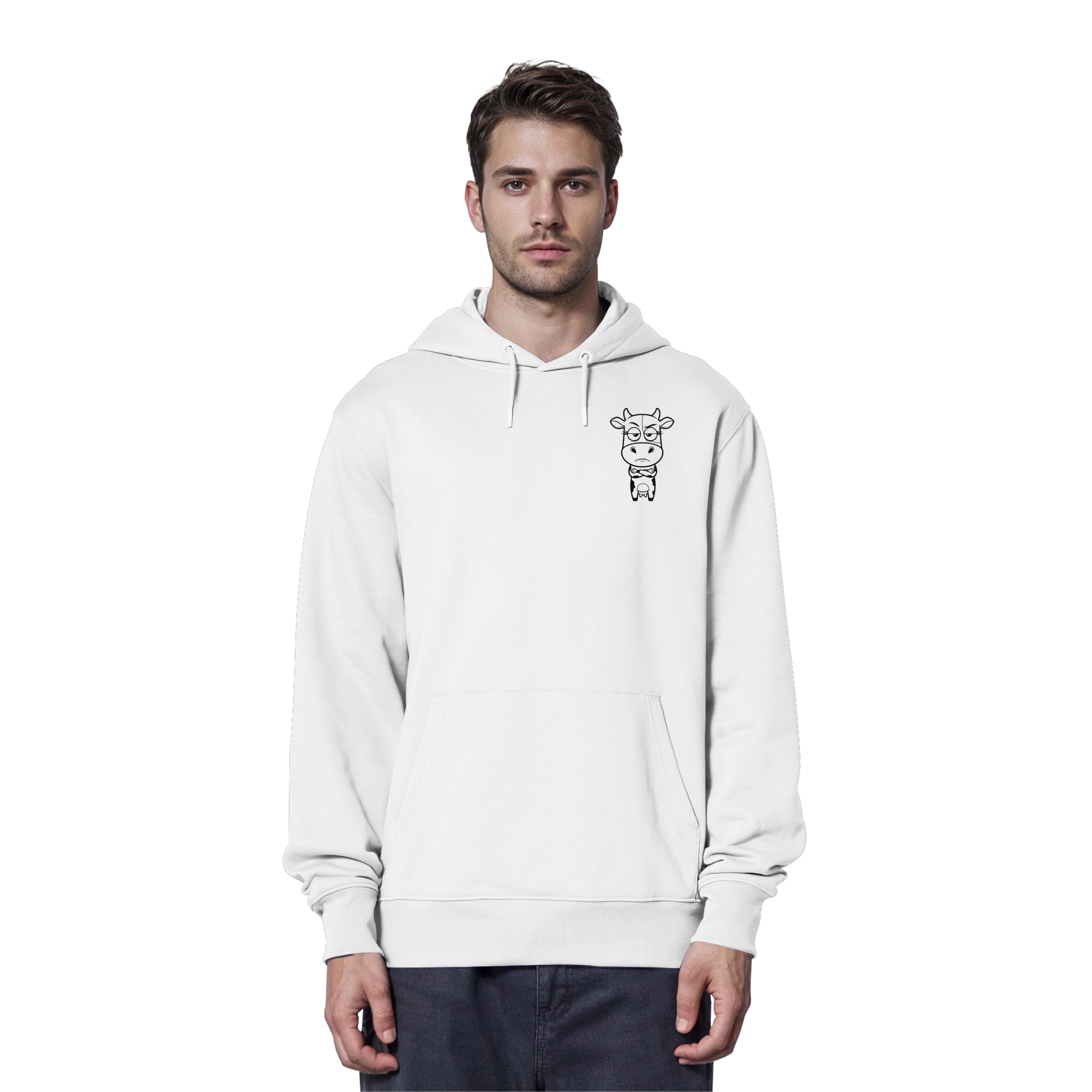 Annoyed Cow Statement-Print – Weiss Hoodie | GÖRL Bio-Baumwolle, DTF-Druck in DE