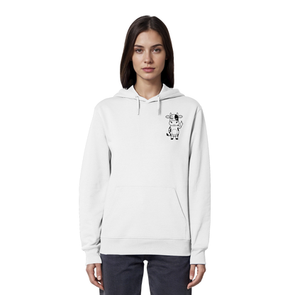 Finger Cow Statement-Print – Weiss Hoodie | GÖRL Bio-Baumwolle, DTF-Druck in DE