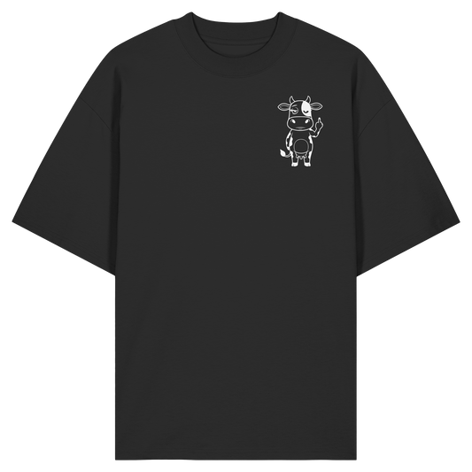 Finger Cow Statement-Print – Schwarz Oversize Shirt | GÖRL Bio-Baumwolle, DTF-Druck in DE