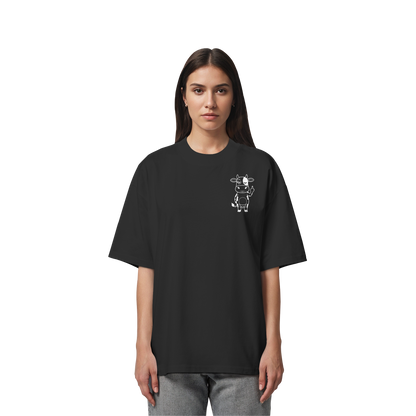 Finger Cow Statement-Print – Schwarz Oversize Shirt | GÖRL Bio-Baumwolle, DTF-Druck in DE