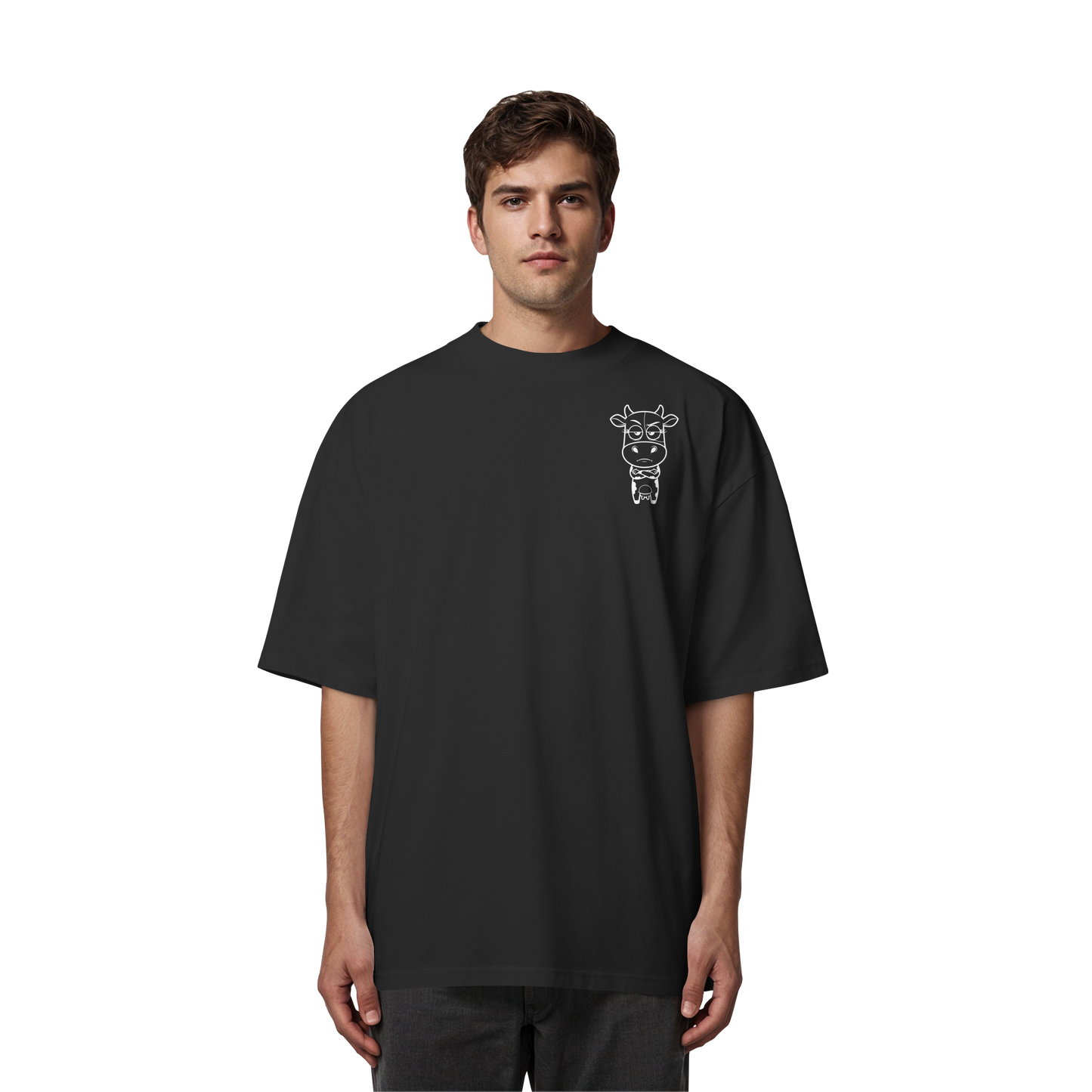 Annoyed Cow Statement-Print – Schwarz Oversize Shirt | GÖRL Bio-Baumwolle, DTF-Druck in DE