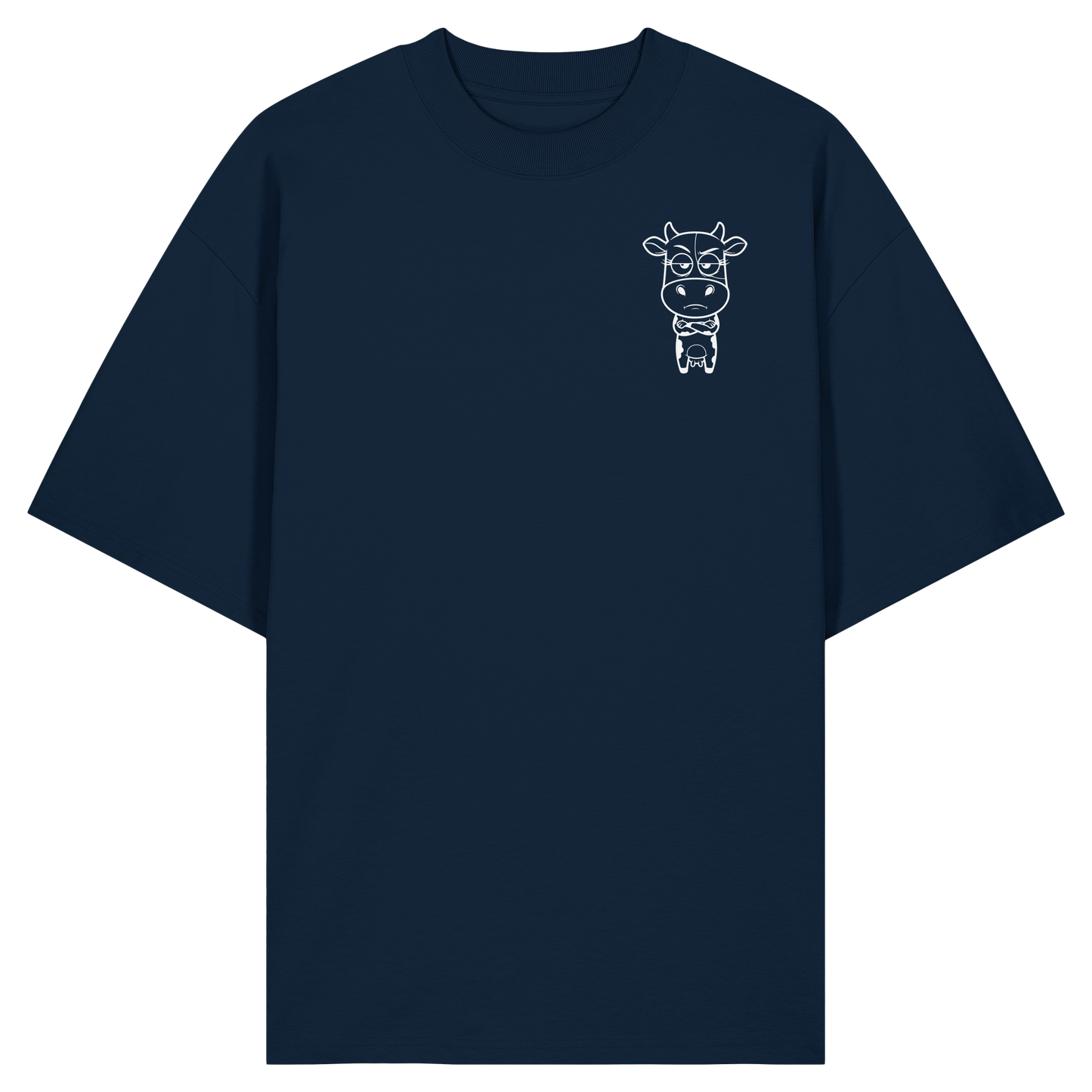 Annoyed Cow Statement-Print – French Navy Oversize Shirt | GÖRL Bio-Baumwolle, DTF-Druck in DE