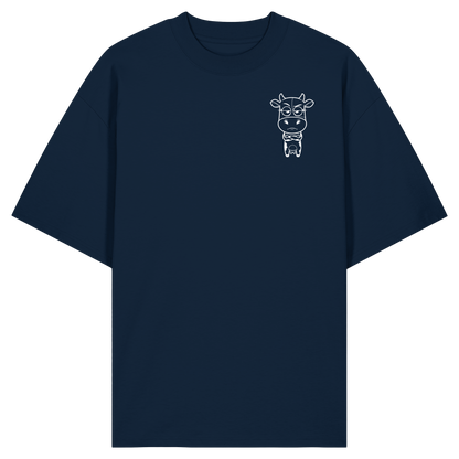 Annoyed Cow Statement-Print – French Navy Oversize Shirt | GÖRL Bio-Baumwolle, DTF-Druck in DE