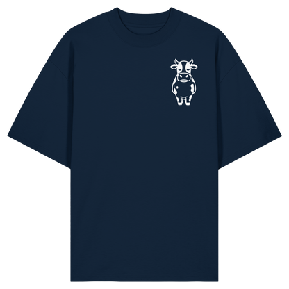 Angry Cow Statement-Print – French Navy Oversize Shirt | GÖRL Bio-Baumwolle, DTF-Druck in DE