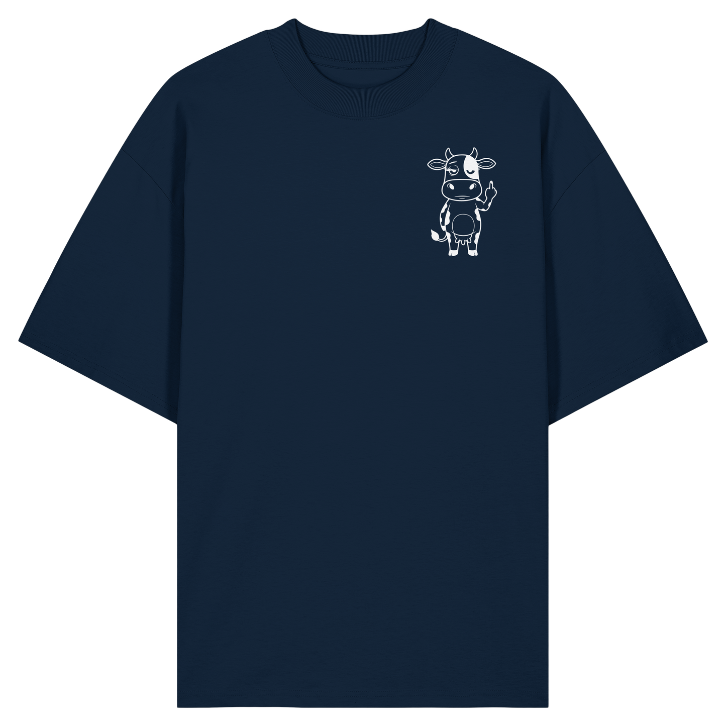 Finger Cow Statement-Print – French Navy Oversize Shirt | GÖRL Bio-Baumwolle, DTF-Druck in DE