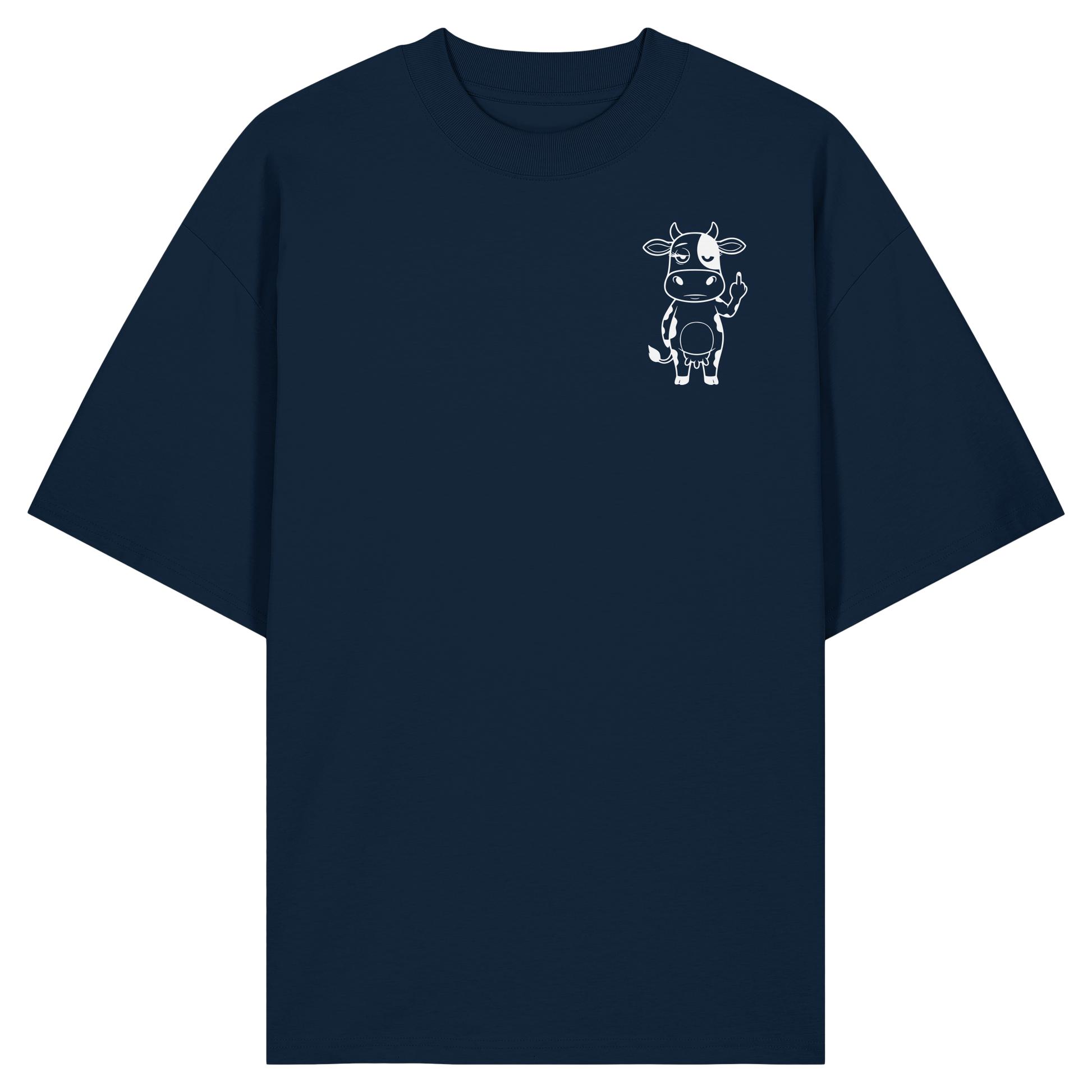 Finger Cow Statement-Print – French Navy Oversize Shirt | GÖRL Bio-Baumwolle, DTF-Druck in DE