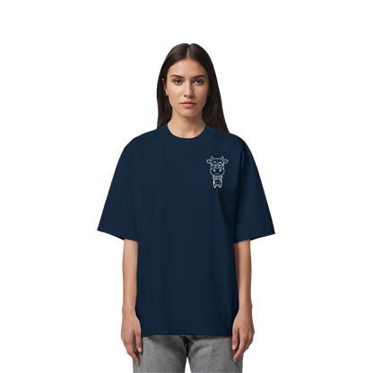 Annoyed Cow Statement-Print – French Navy Oversize Shirt | GÖRL Bio-Baumwolle, DTF-Druck in DE
