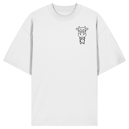 Annoyed Cow Statement-Print – Weiss Oversize Shirt | GÖRL Bio-Baumwolle, DTF-Druck in DE