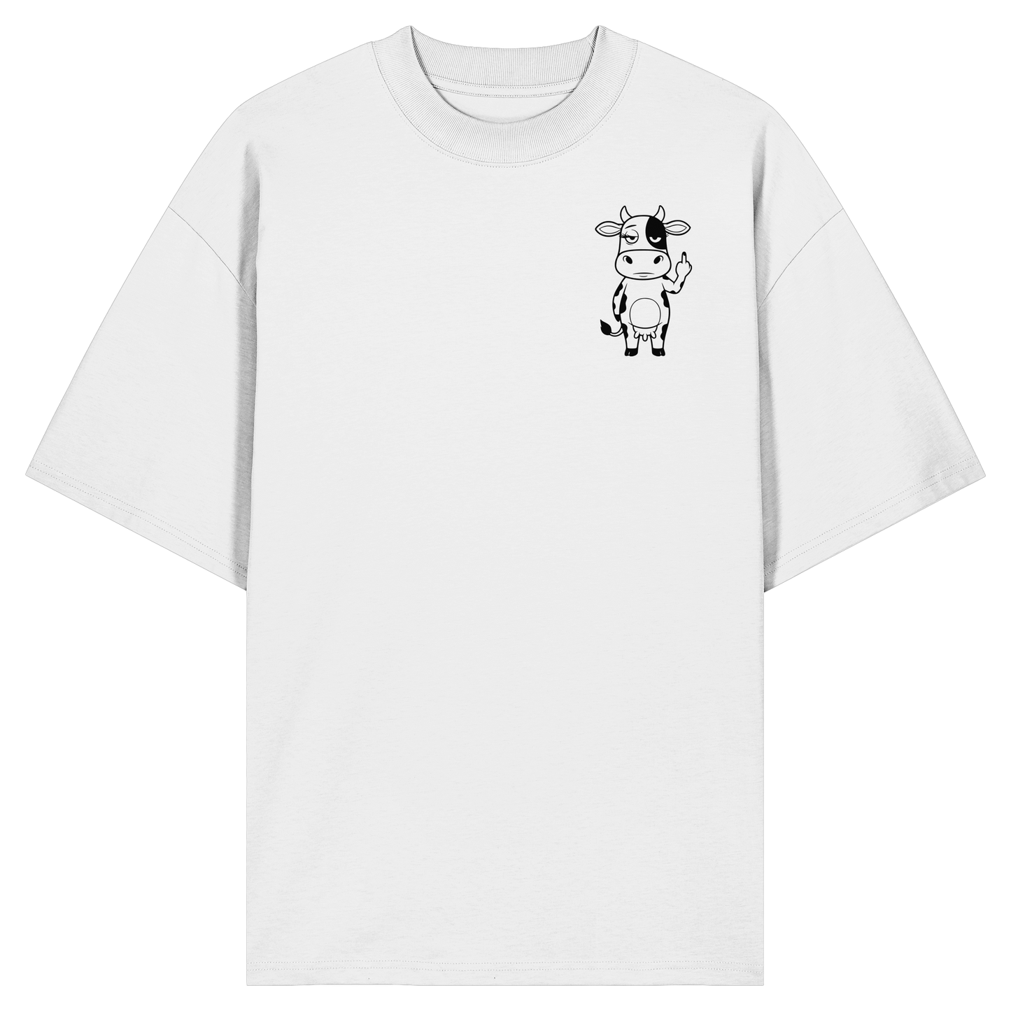 Finger Cow Statement-Print – Weiss Oversize Shirt | GÖRL Bio-Baumwolle, DTF-Druck in DE