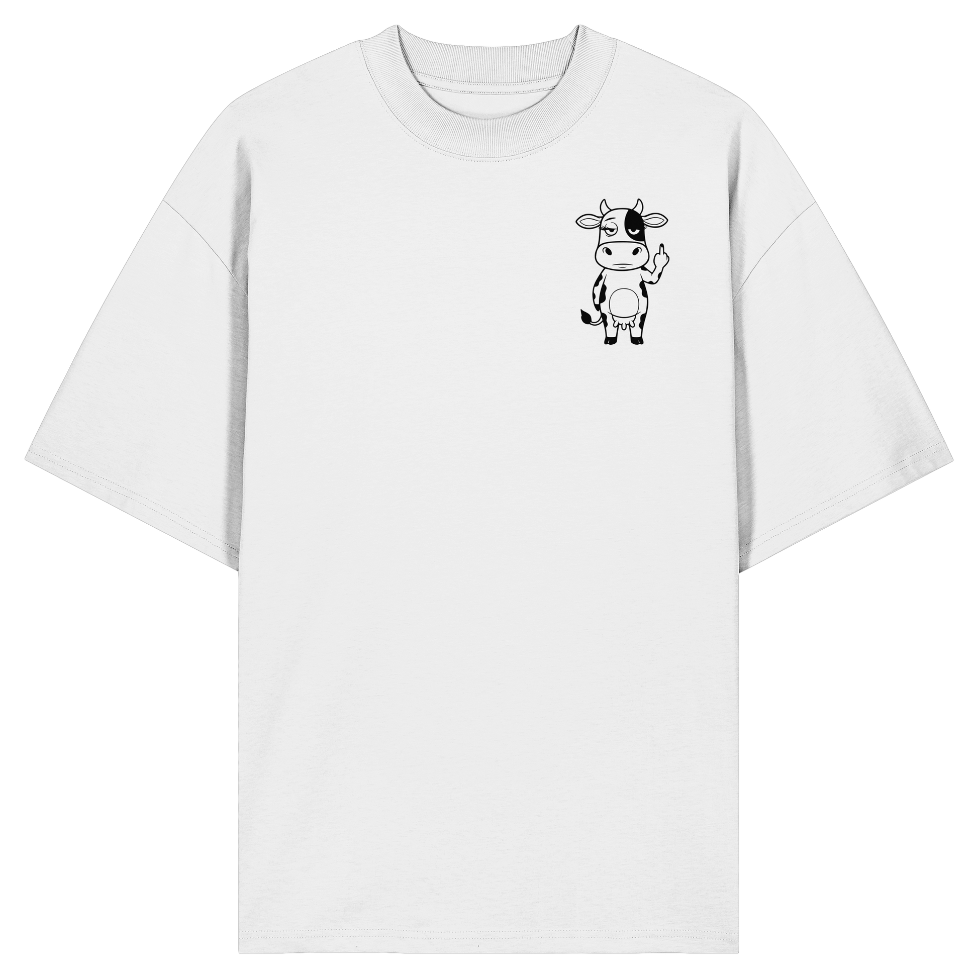 Finger Cow Statement-Print – Weiss Oversize Shirt | GÖRL Bio-Baumwolle, DTF-Druck in DE