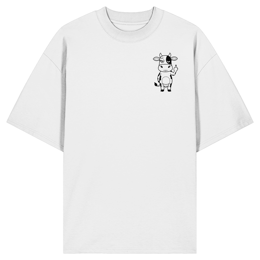 Finger Cow Statement-Print – Weiss Oversize Shirt | GÖRL Bio-Baumwolle, DTF-Druck in DE