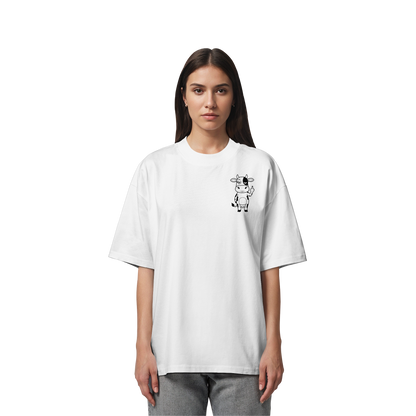 Finger Cow Statement-Print – Weiss Oversize Shirt | GÖRL Bio-Baumwolle, DTF-Druck in DE