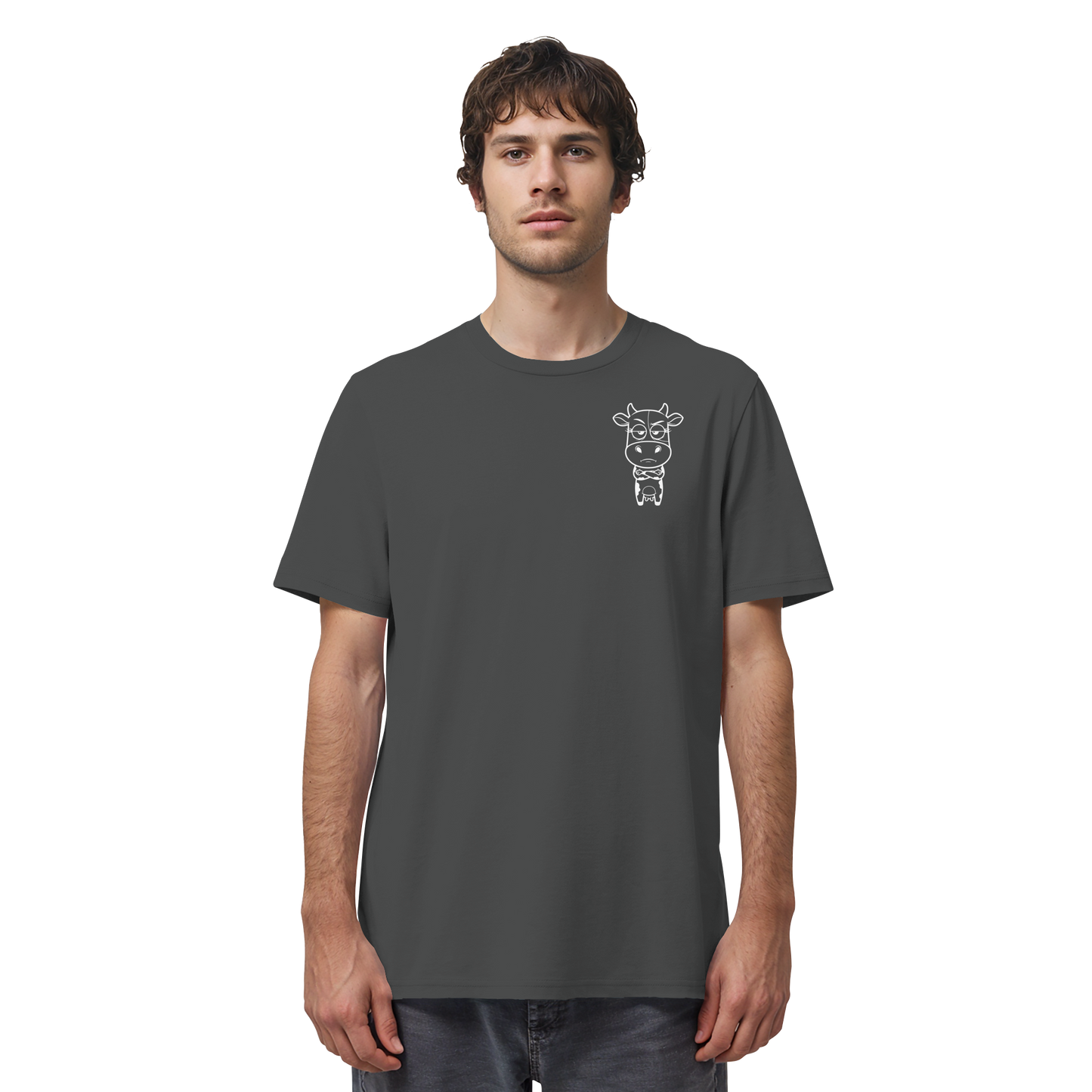 Annoyed Cow Statement-Print – Anthracite Bio Shirt | GÖRL Bio-Baumwolle, DTF-Druck in DE