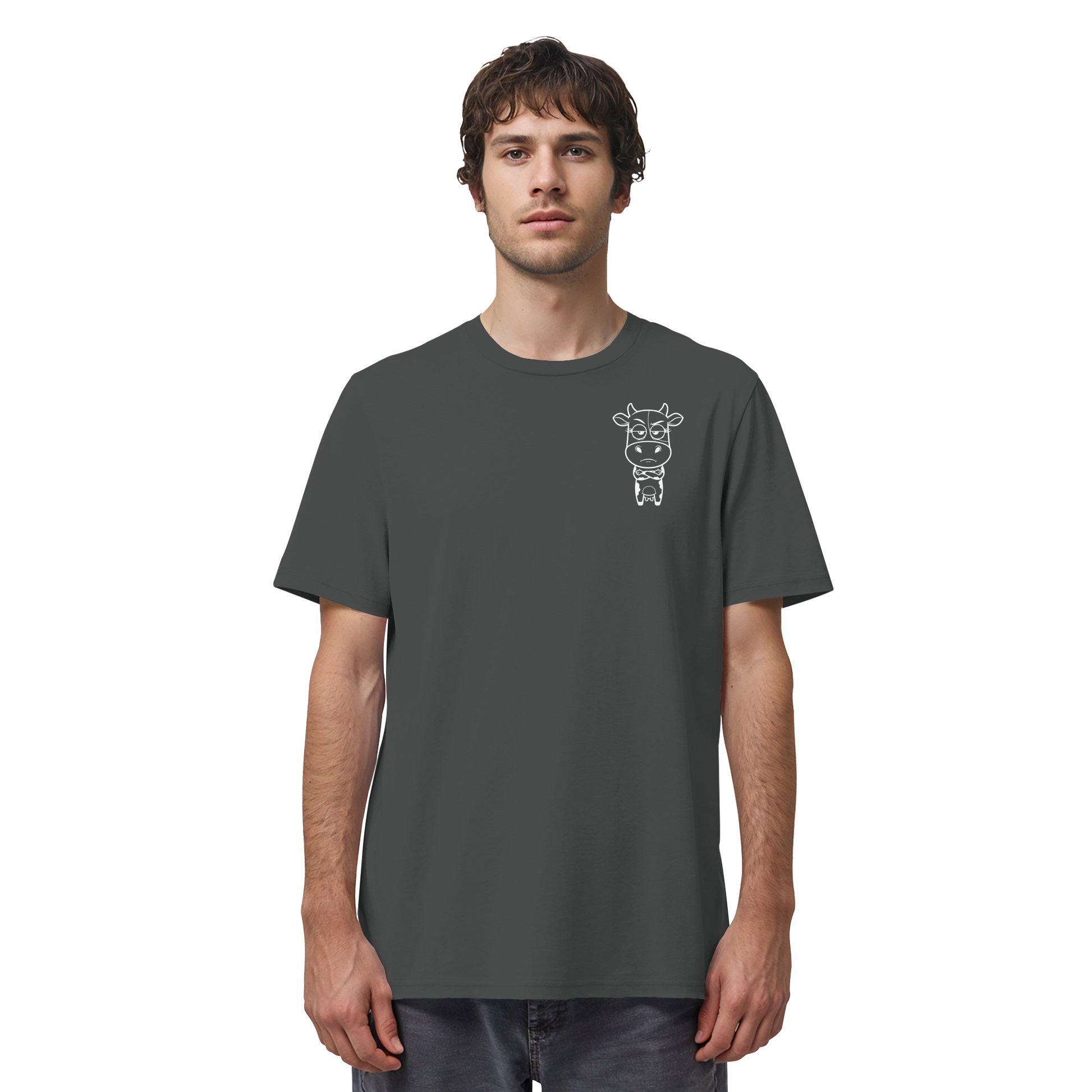 Annoyed Cow Statement-Print – Anthracite Bio Shirt | GÖRL Bio-Baumwolle, DTF-Druck in DE