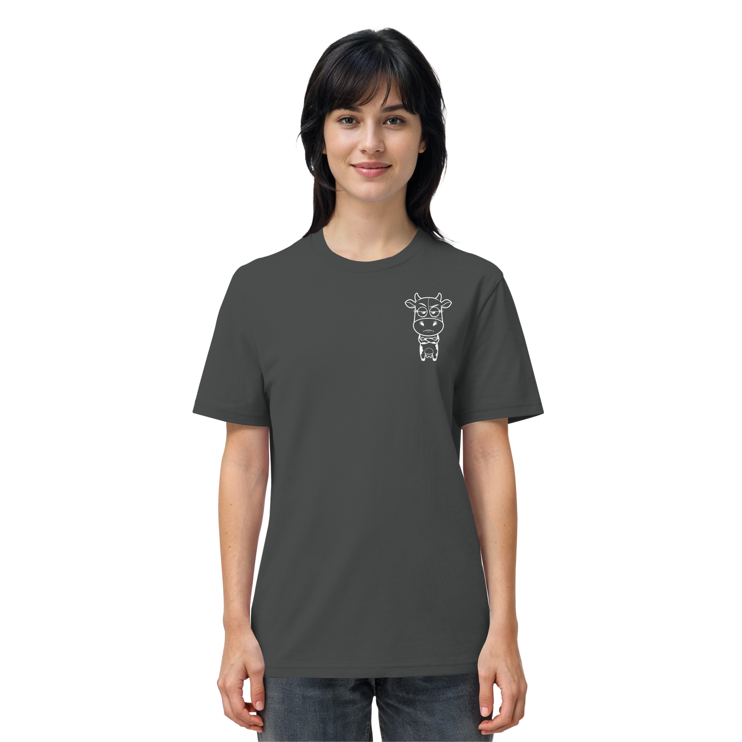 Annoyed Cow Statement-Print – Anthracite Bio Shirt | GÖRL Bio-Baumwolle, DTF-Druck in DE