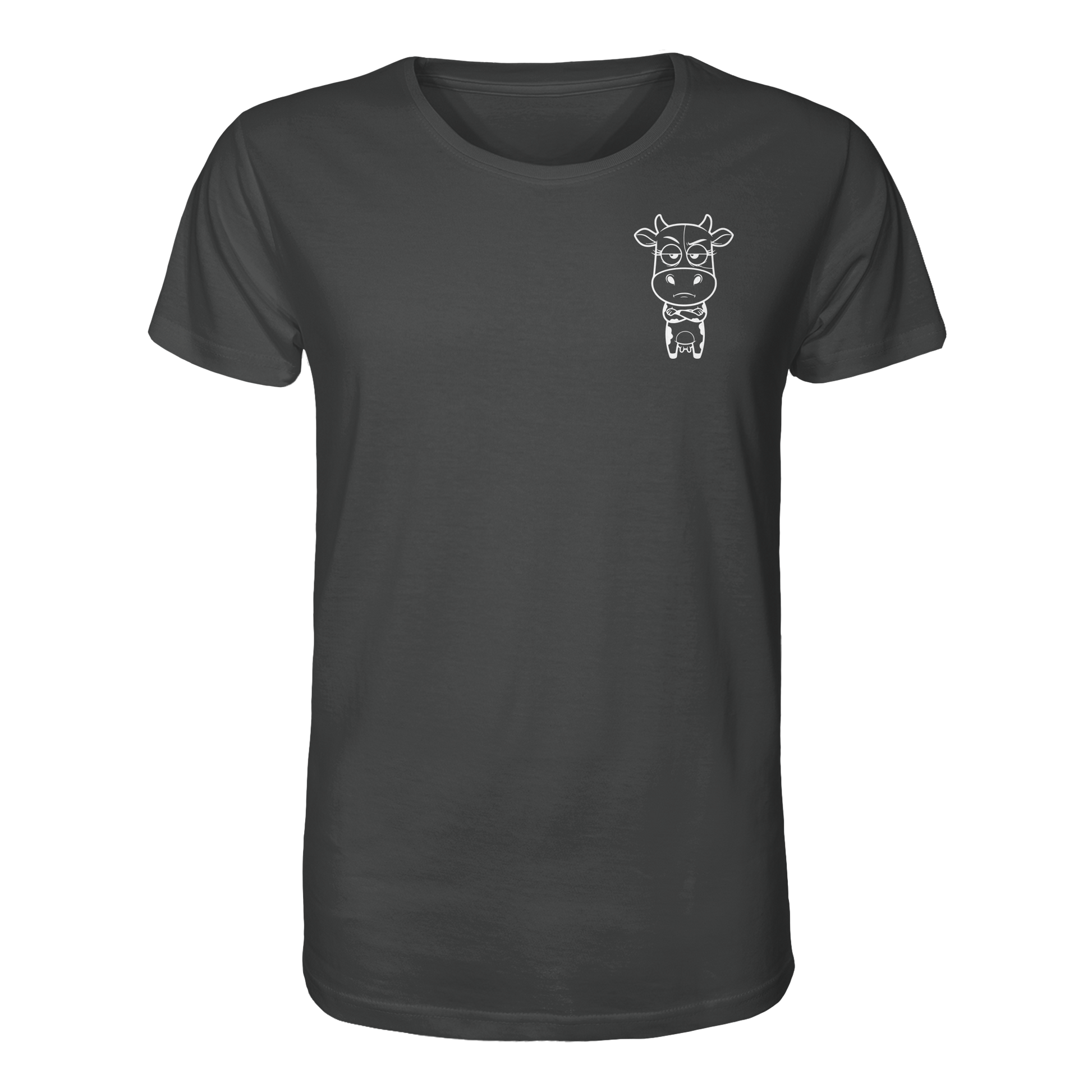 Annoyed Cow Statement-Print – Anthracite Bio Shirt | GÖRL Bio-Baumwolle, DTF-Druck in DE