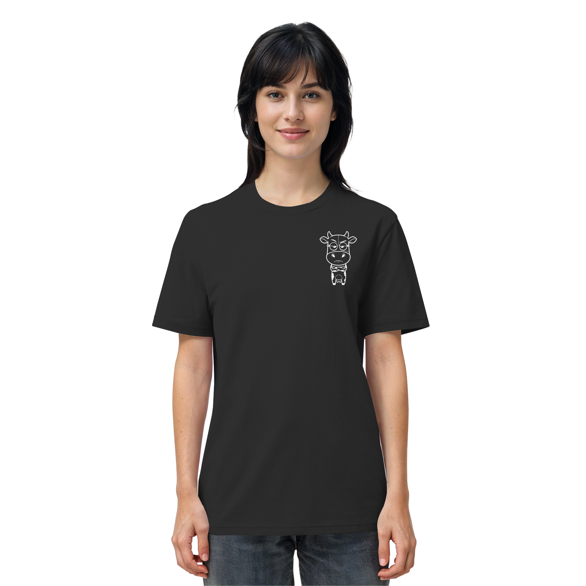 Annoyed Cow Statement-Print – Schwarz Bio Shirt | GÖRL Bio-Baumwolle, DTF-Druck in DE