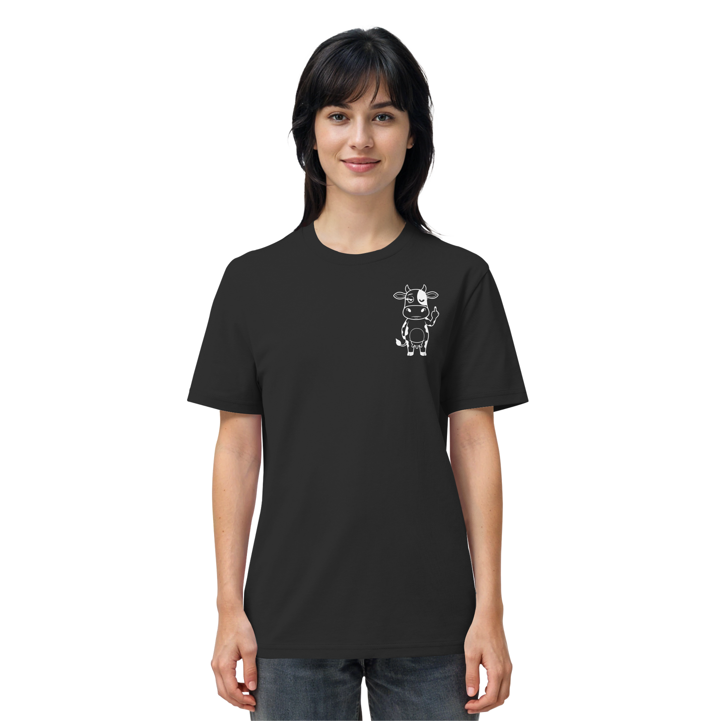 Finger Cow Statement-Print – Schwarz Bio Shirt | GÖRL Bio-Baumwolle, DTF-Druck in DE