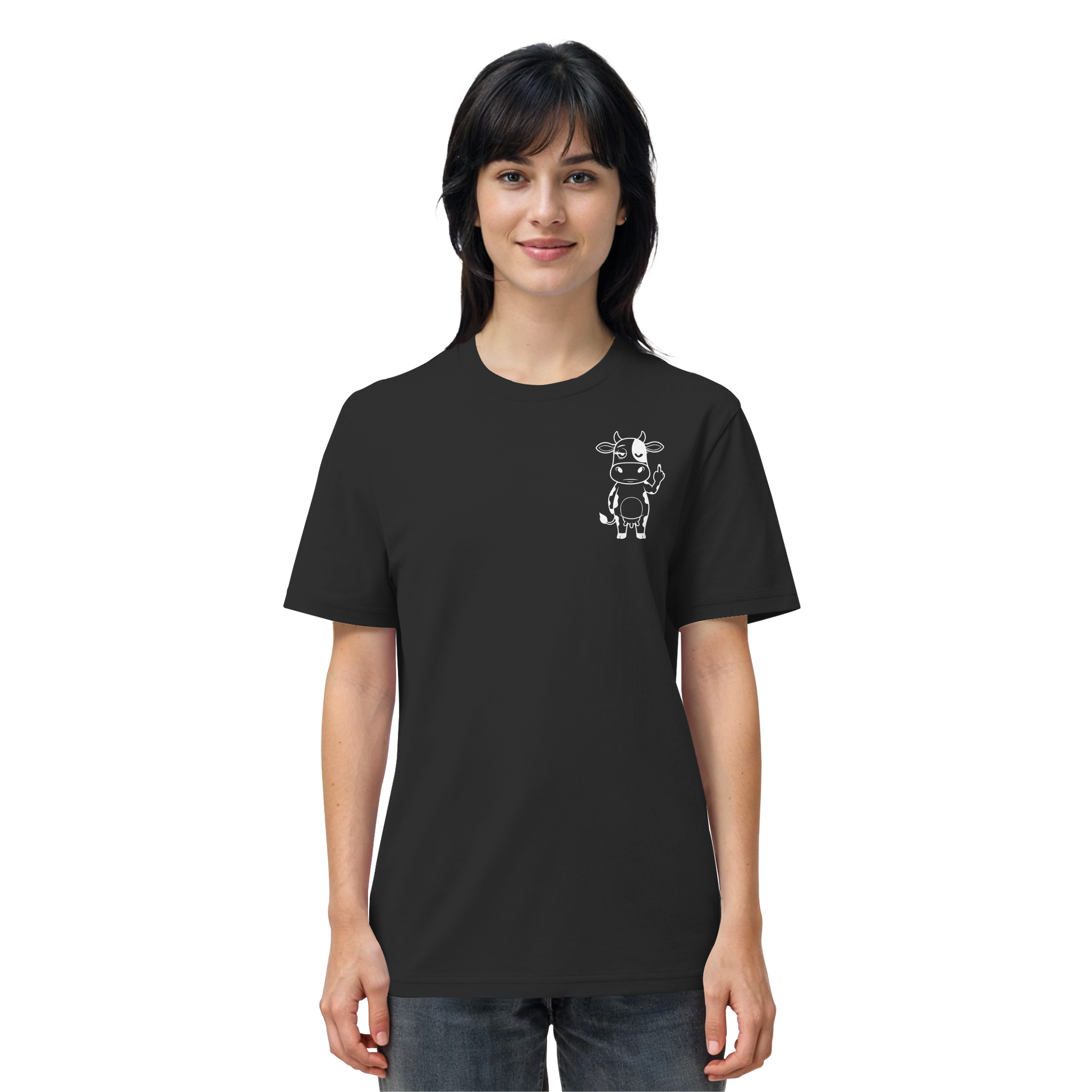 Finger Cow Statement-Print – Schwarz Bio Shirt | GÖRL Bio-Baumwolle, DTF-Druck in DE