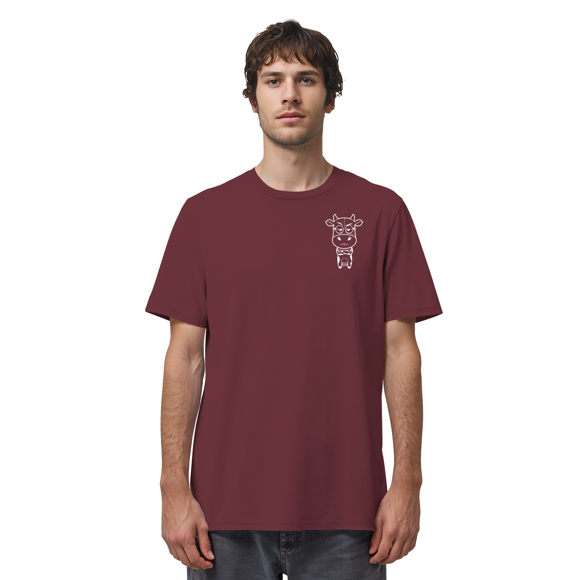 Annoyed Cow Statement-Print – Burgundy Bio Shirt | GÖRL Bio-Baumwolle, DTF-Druck in DE