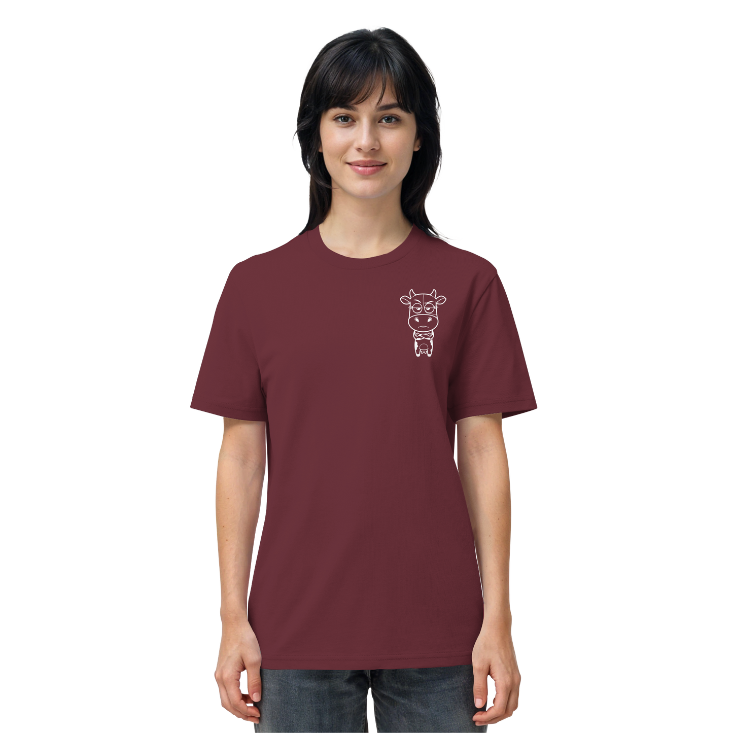 Annoyed Cow Statement-Print – Burgundy Bio Shirt | GÖRL Bio-Baumwolle, DTF-Druck in DE