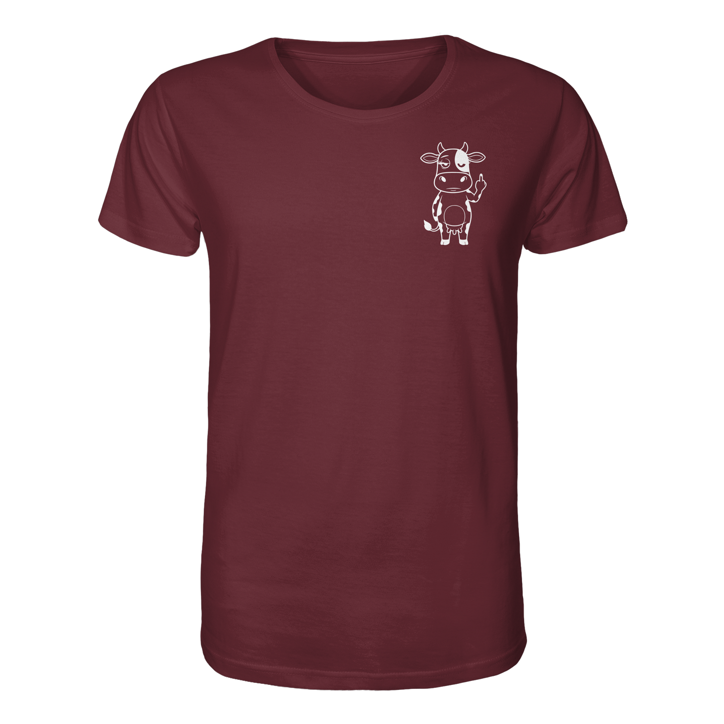Finger Cow Statement-Print – Burgundy Bio Shirt | GÖRL Bio-Baumwolle, DTF-Druck in DE