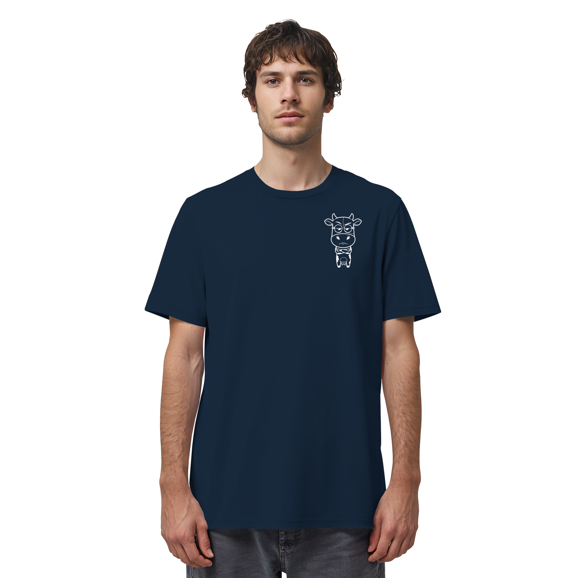 Annoyed Cow Statement-Print – French Navy Bio Shirt | GÖRL Bio-Baumwolle, DTF-Druck in DE