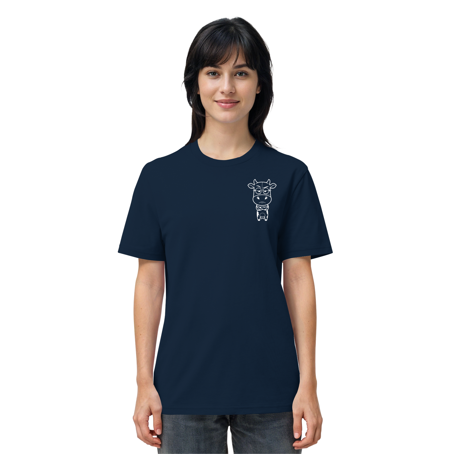 Annoyed Cow Statement-Print – French Navy Bio Shirt | GÖRL Bio-Baumwolle, DTF-Druck in DE
