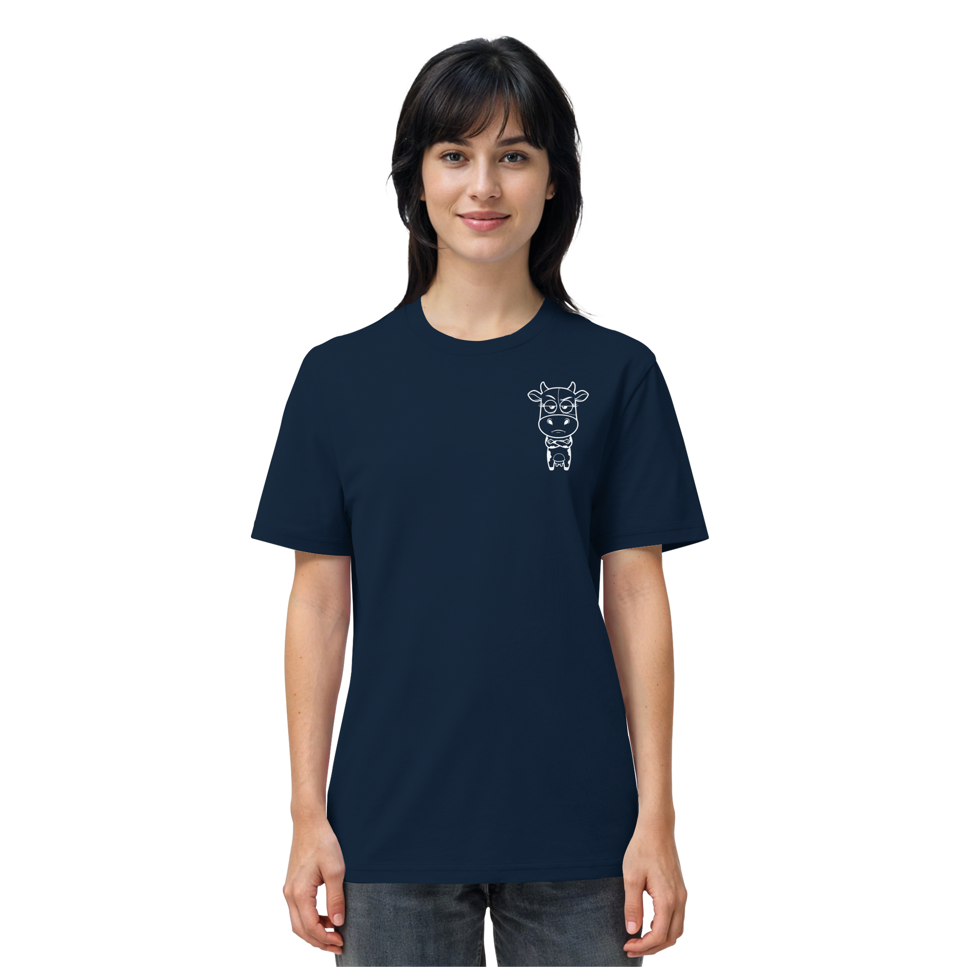 Annoyed Cow Statement-Print – French Navy Bio Shirt | GÖRL Bio-Baumwolle, DTF-Druck in DE