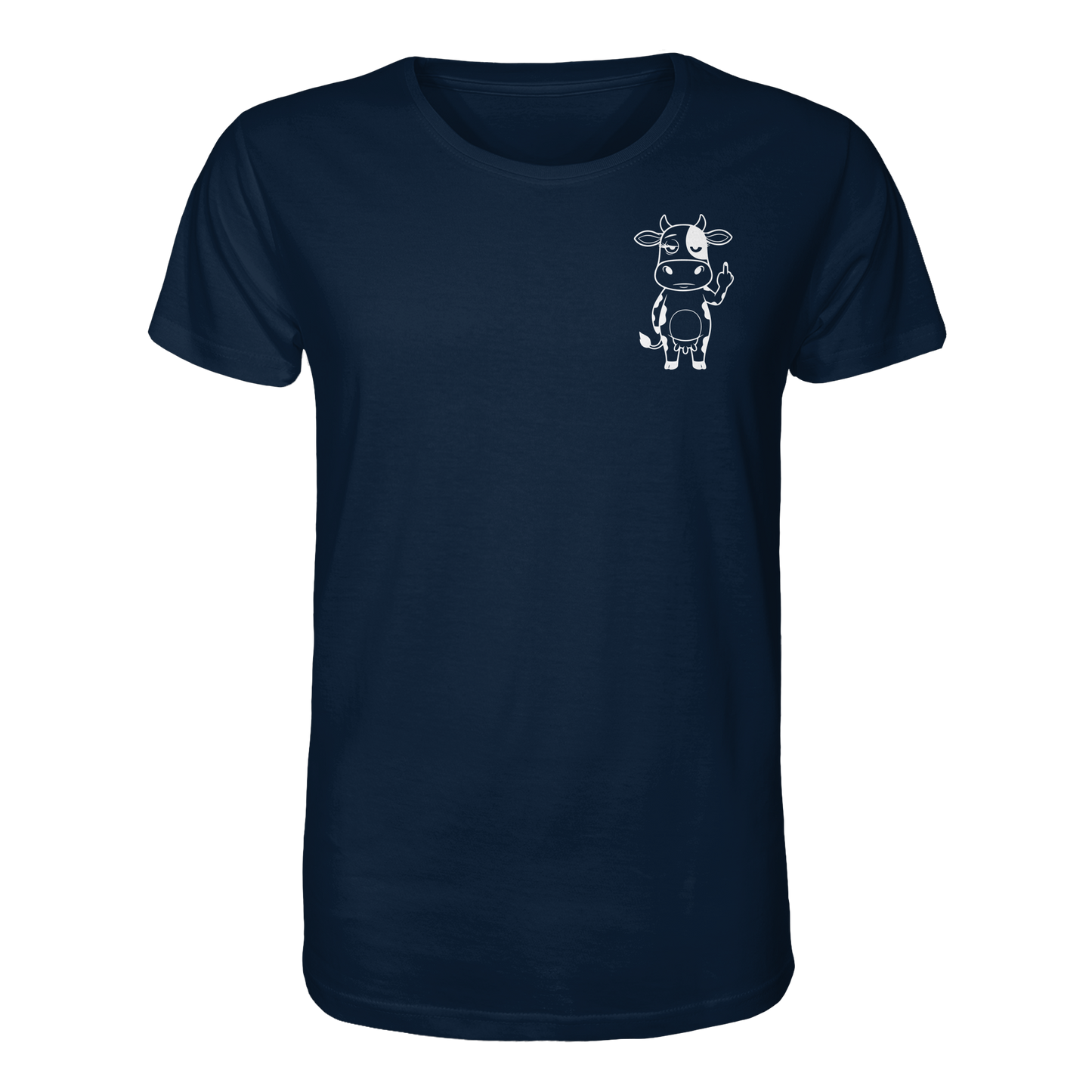Finger Cow Statement-Print – French Navy Bio Shirt | GÖRL Bio-Baumwolle, DTF-Druck in DE
