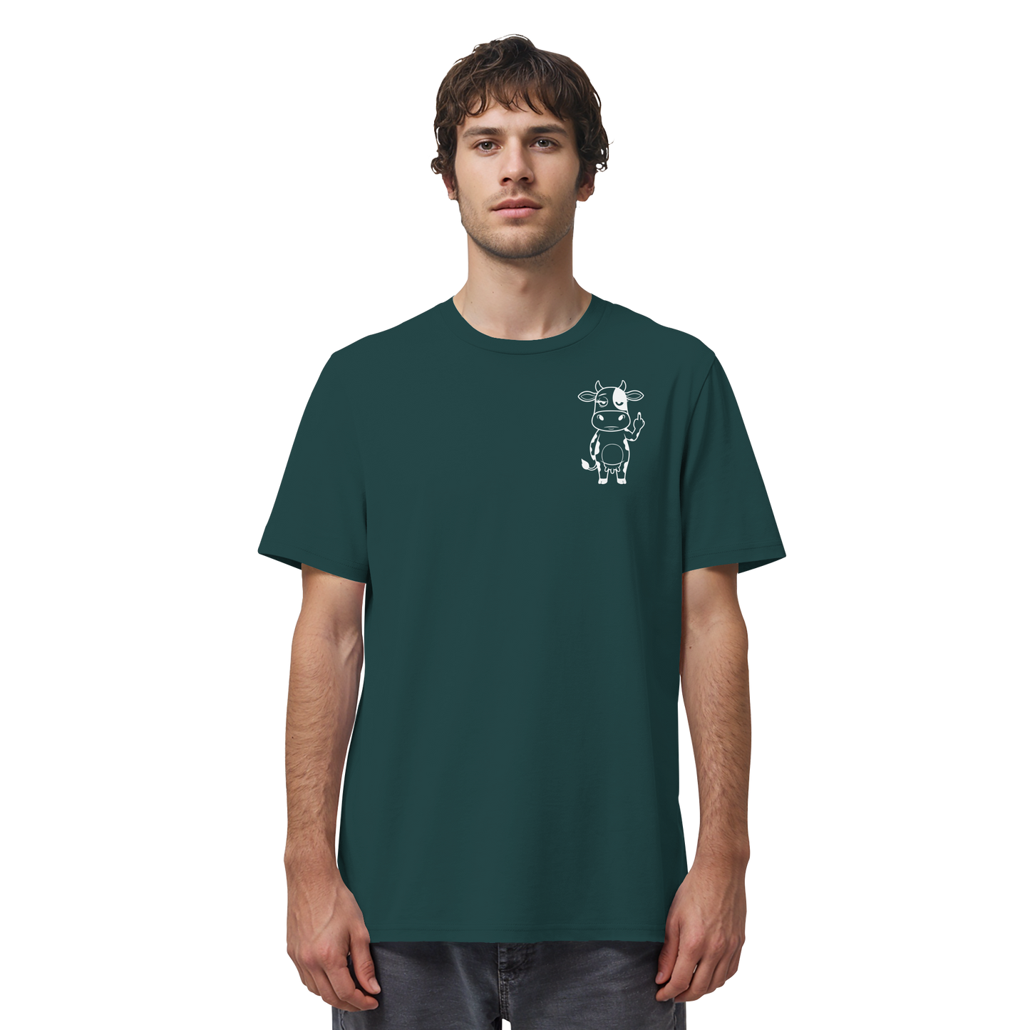Finger Cow Statement-Print – Glazed Green Bio Shirt | GÖRL Bio-Baumwolle, DTF-Druck in DE