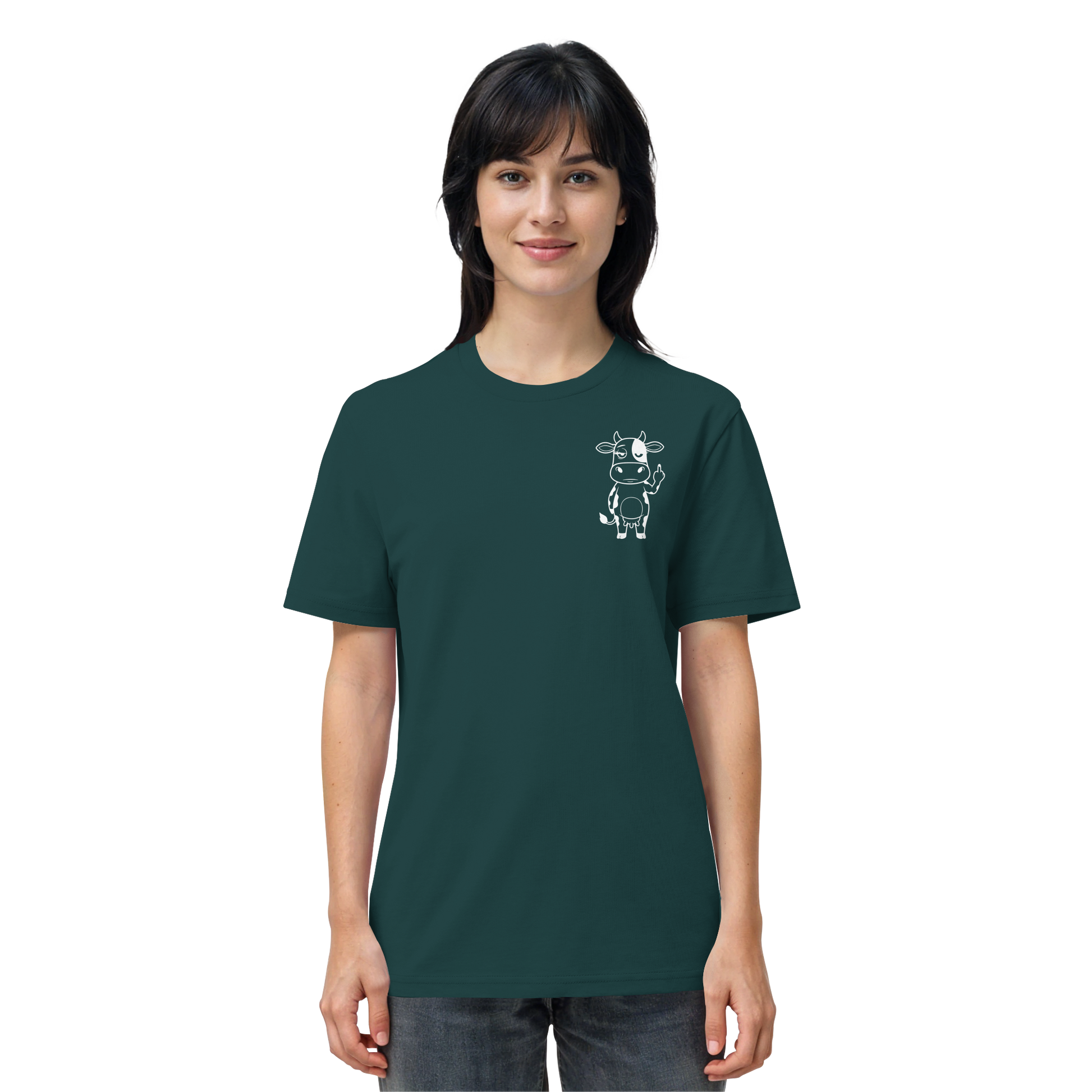 Finger Cow Statement-Print – Glazed Green Bio Shirt | GÖRL Bio-Baumwolle, DTF-Druck in DE