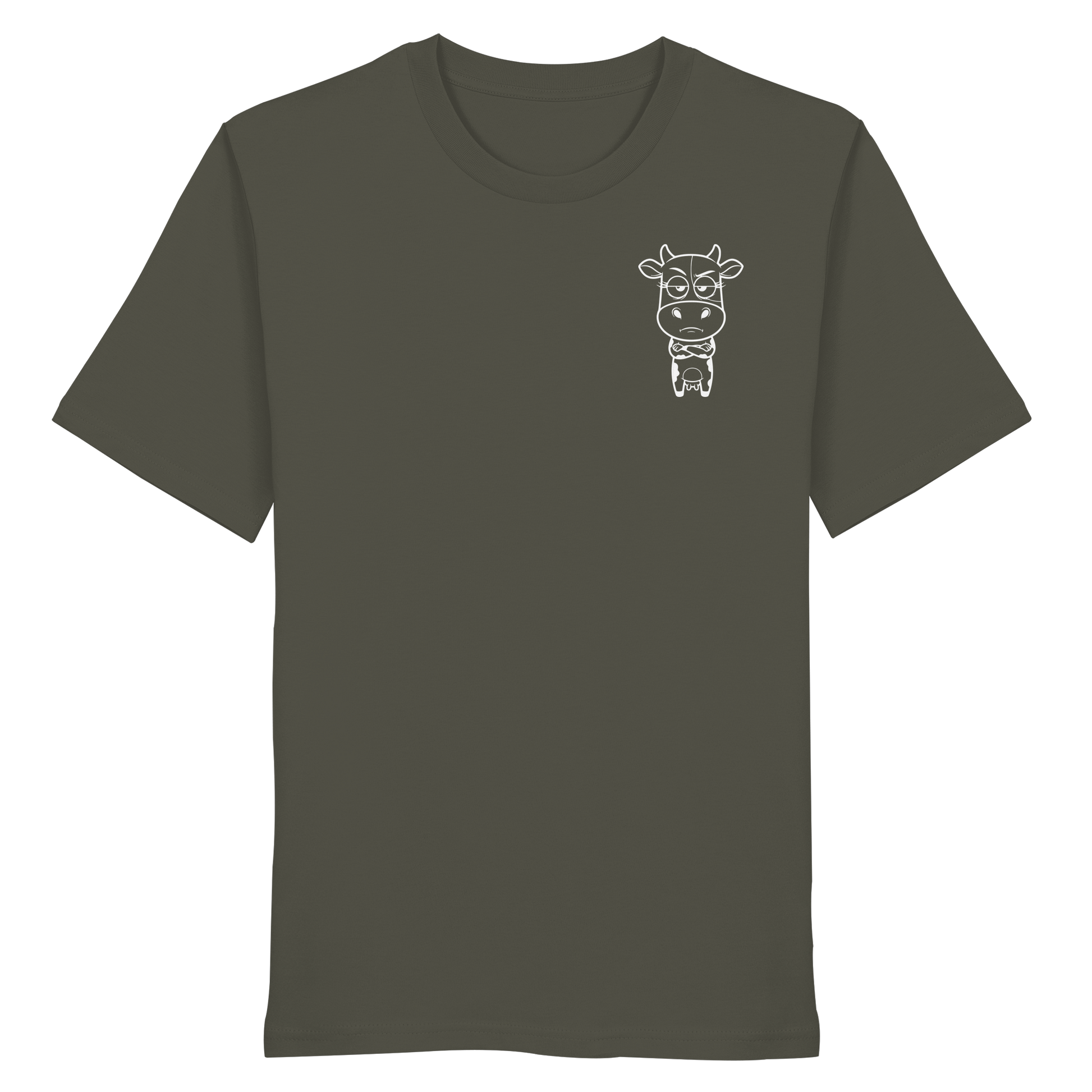Annoyed Cow Statement-Print – Khaki Bio Shirt | GÖRL Bio-Baumwolle, DTF-Druck in DE