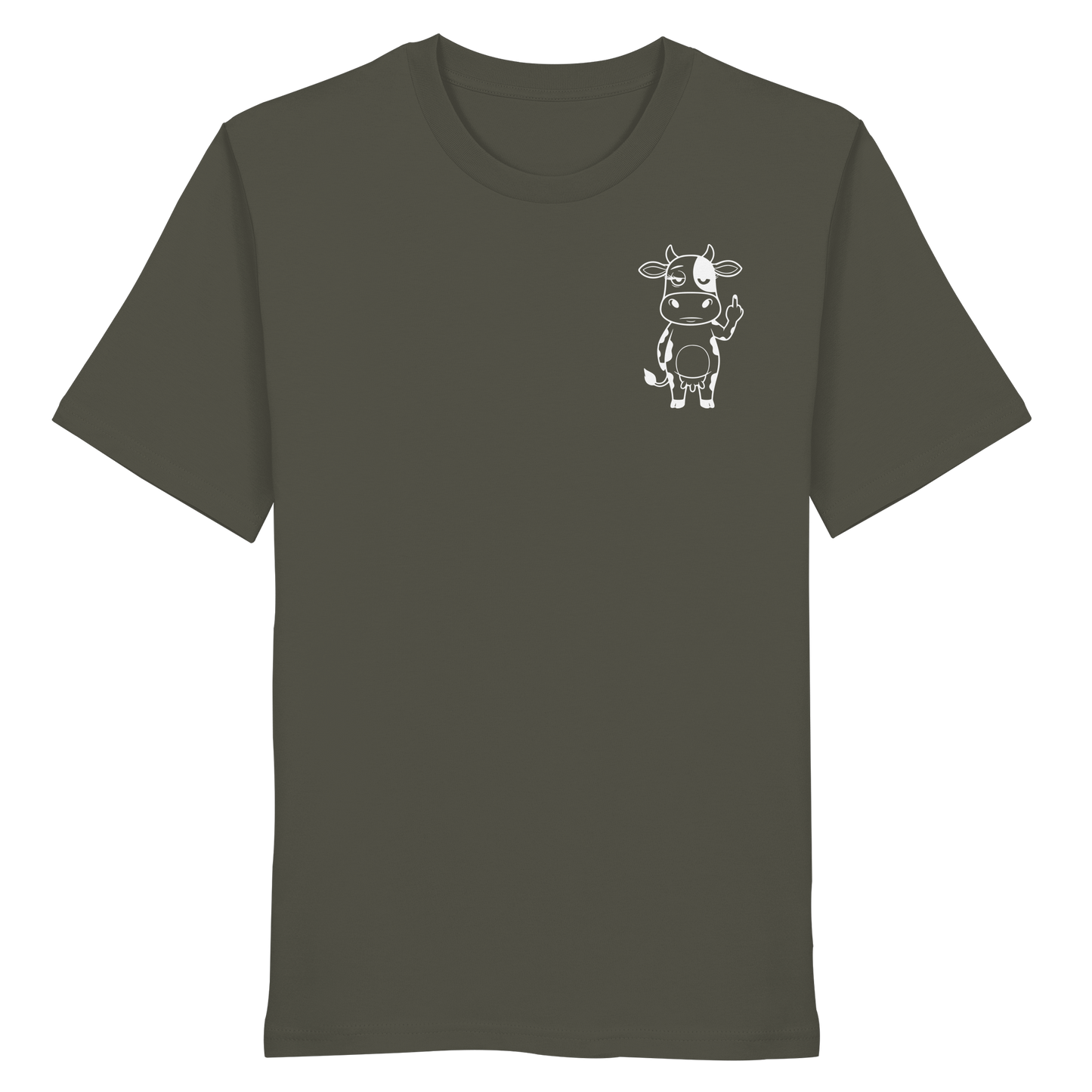 Finger Cow Statement-Print – Khaki Bio Shirt | GÖRL Bio-Baumwolle, DTF-Druck in DE