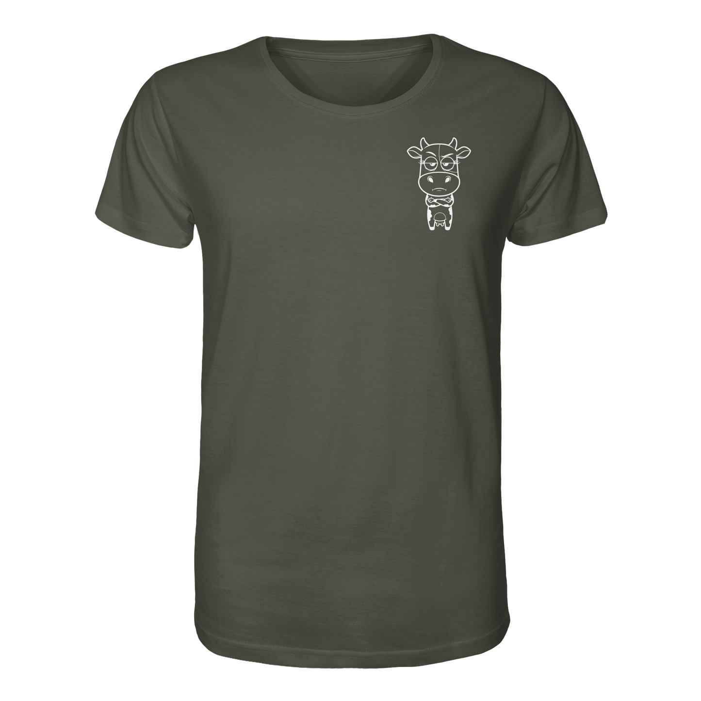 Annoyed Cow Statement-Print – Khaki Bio Shirt | GÖRL Bio-Baumwolle, DTF-Druck in DE