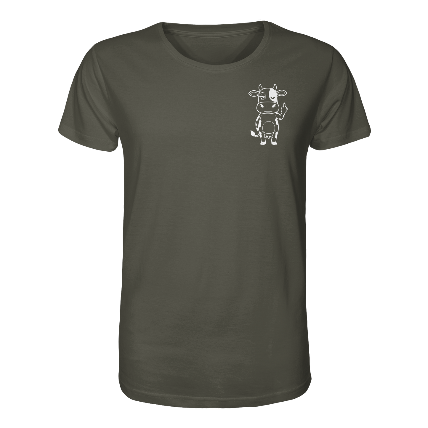 Finger Cow Statement-Print – Khaki Bio Shirt | GÖRL Bio-Baumwolle, DTF-Druck in DE