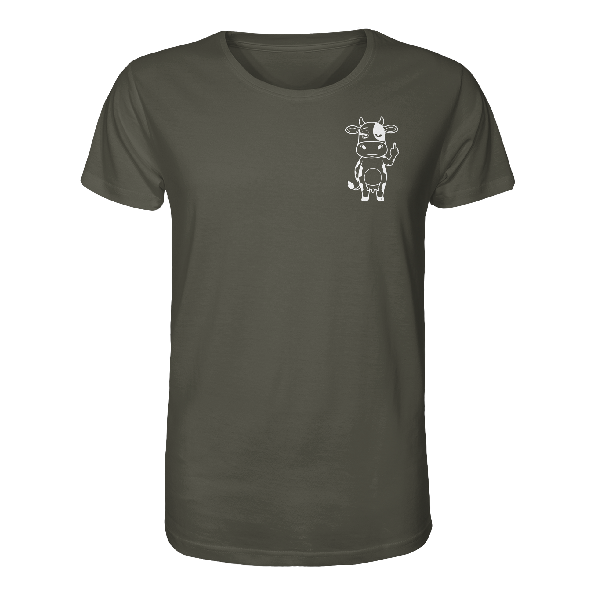 Finger Cow Statement-Print – Khaki Bio Shirt | GÖRL Bio-Baumwolle, DTF-Druck in DE