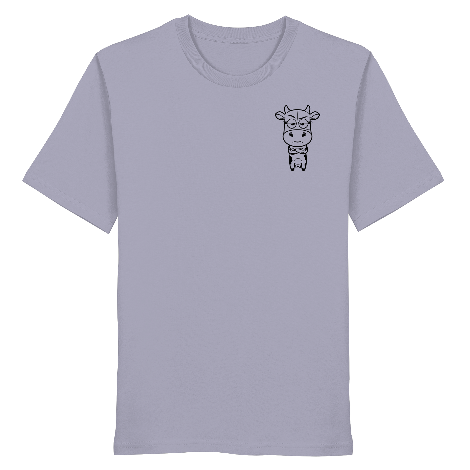 Annoyed Cow Statement-Print – Lavender Bio Shirt | GÖRL Bio-Baumwolle, DTF-Druck in DE
