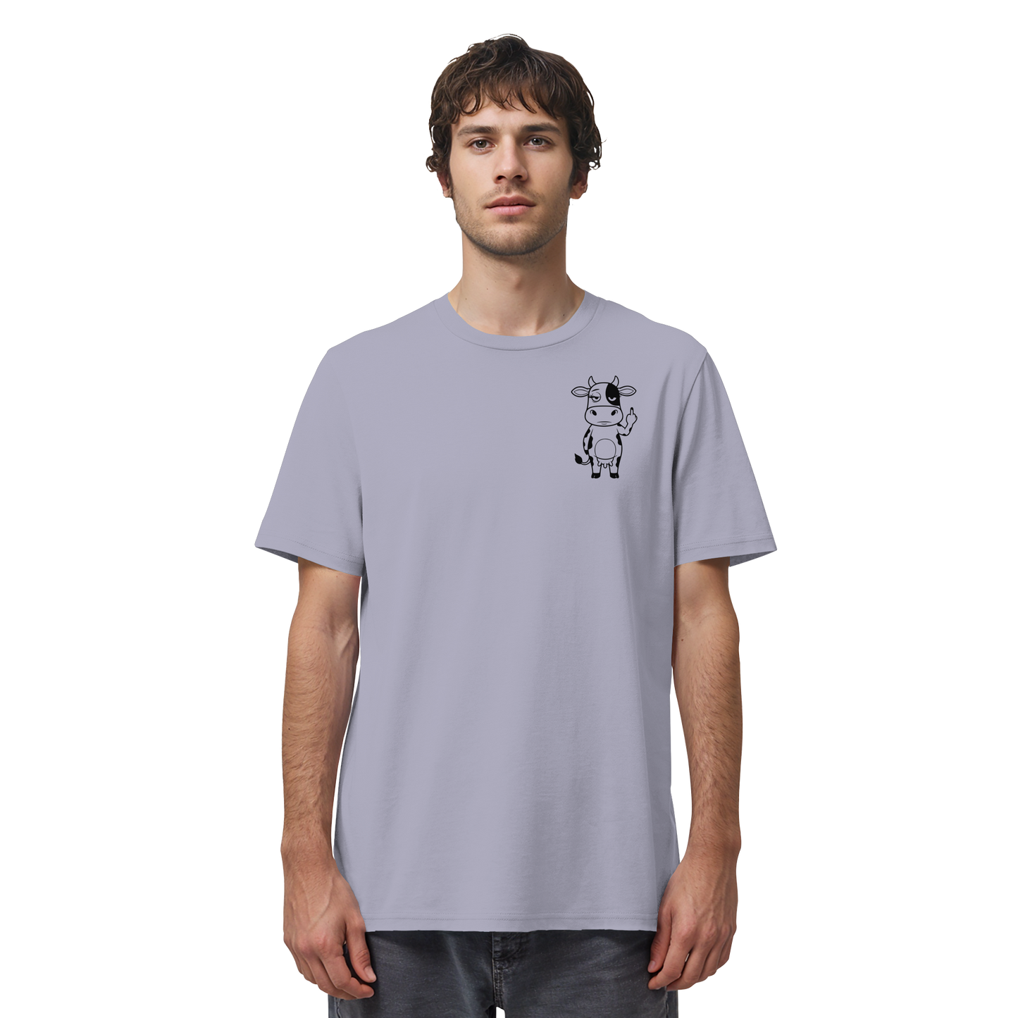 Finger Cow Statement-Print – Lavender Bio Shirt | GÖRL Bio-Baumwolle, DTF-Druck in DE