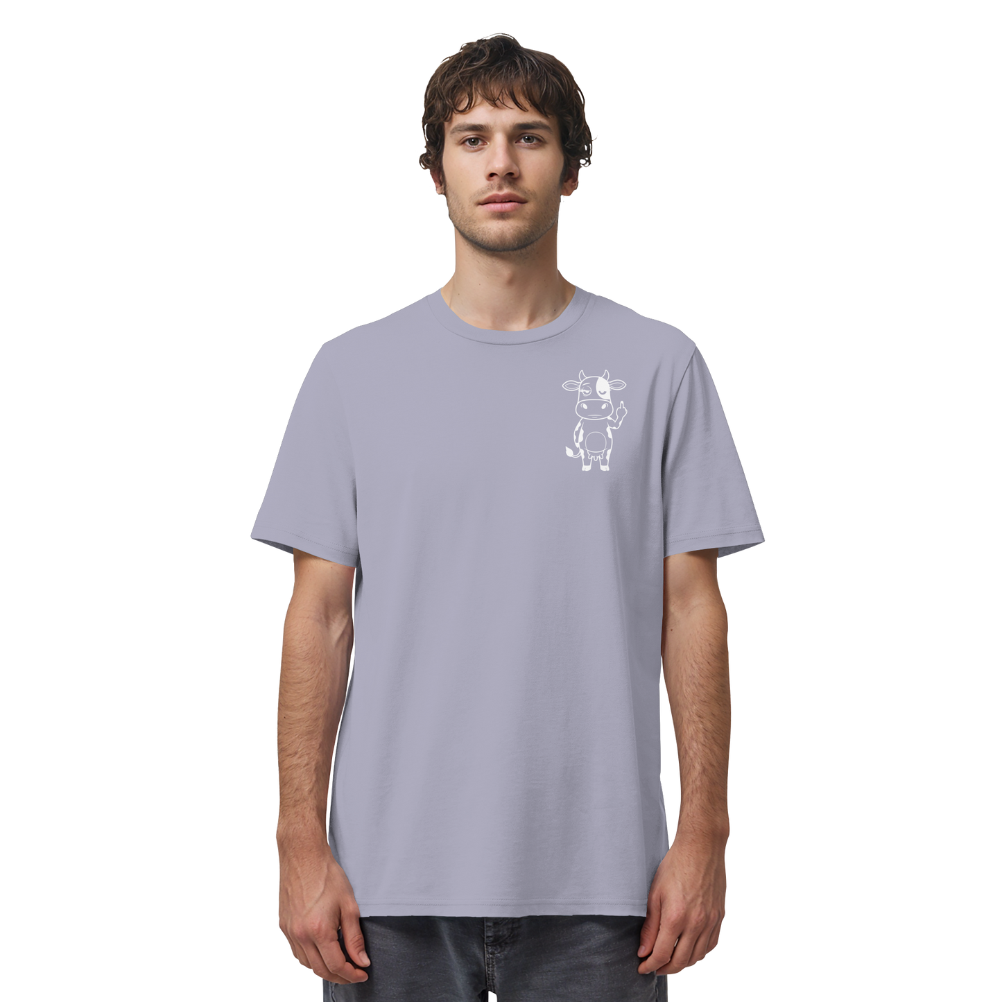 Finger Cow Statement-Print – Lavender Bio Shirt | GÖRL Bio-Baumwolle, DTF-Druck in DE