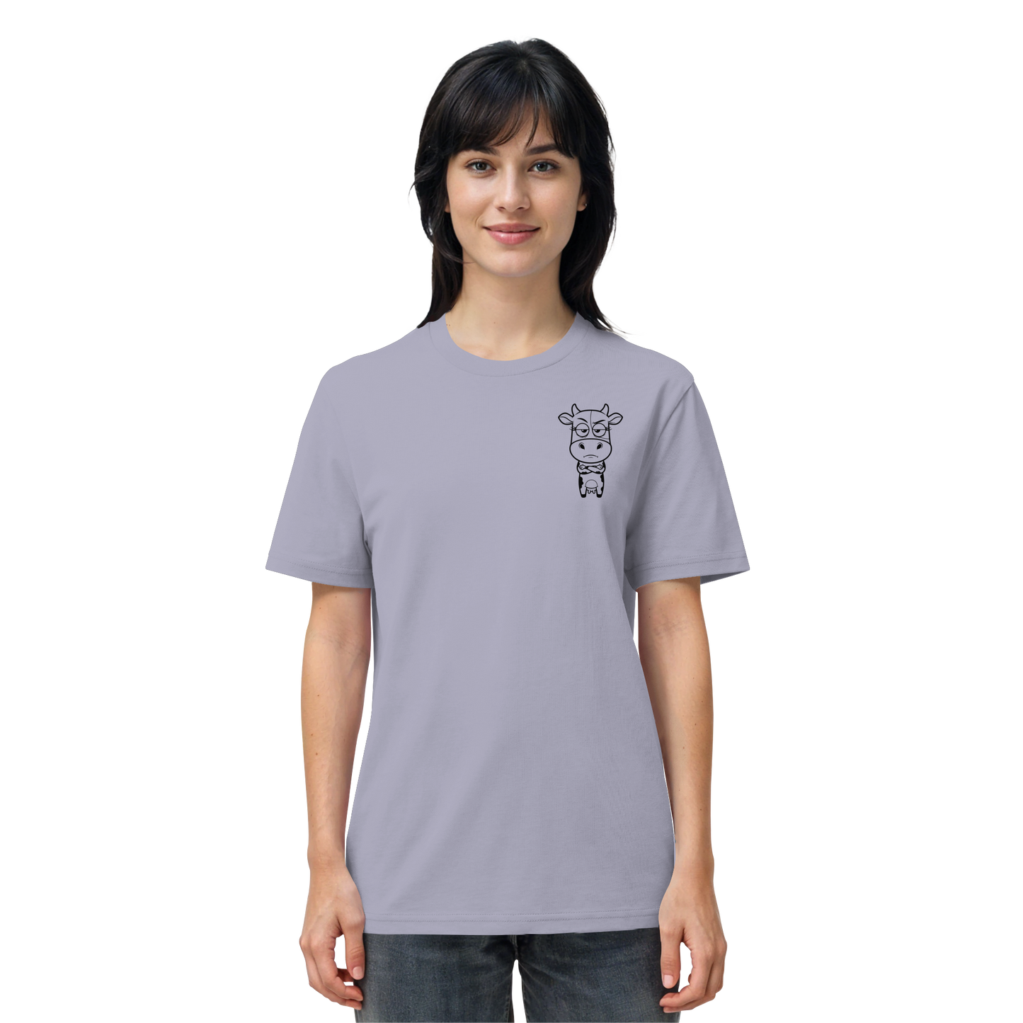 Annoyed Cow Statement-Print – Lavender Bio Shirt | GÖRL Bio-Baumwolle, DTF-Druck in DE